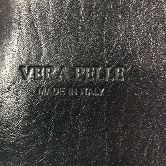 Vera Pelle Genuine Leather Crossboby Square Bag Long Shoulder Strap Convertible - Picture 9 of 15